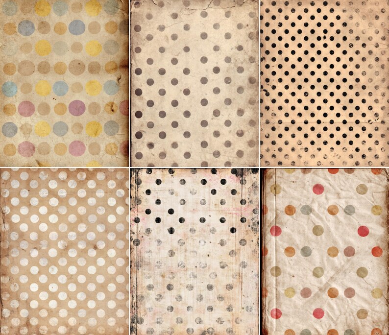 60 Pages Vintage Polka Dot Paper Pack, Junk Journal Kit Printable ...