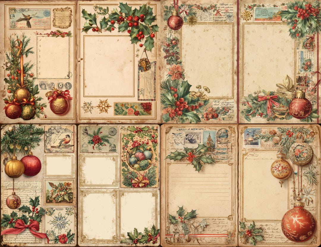 Vintage Christmas Junk Journal Kit, 20 Printable Diary Pages, Holiday ...