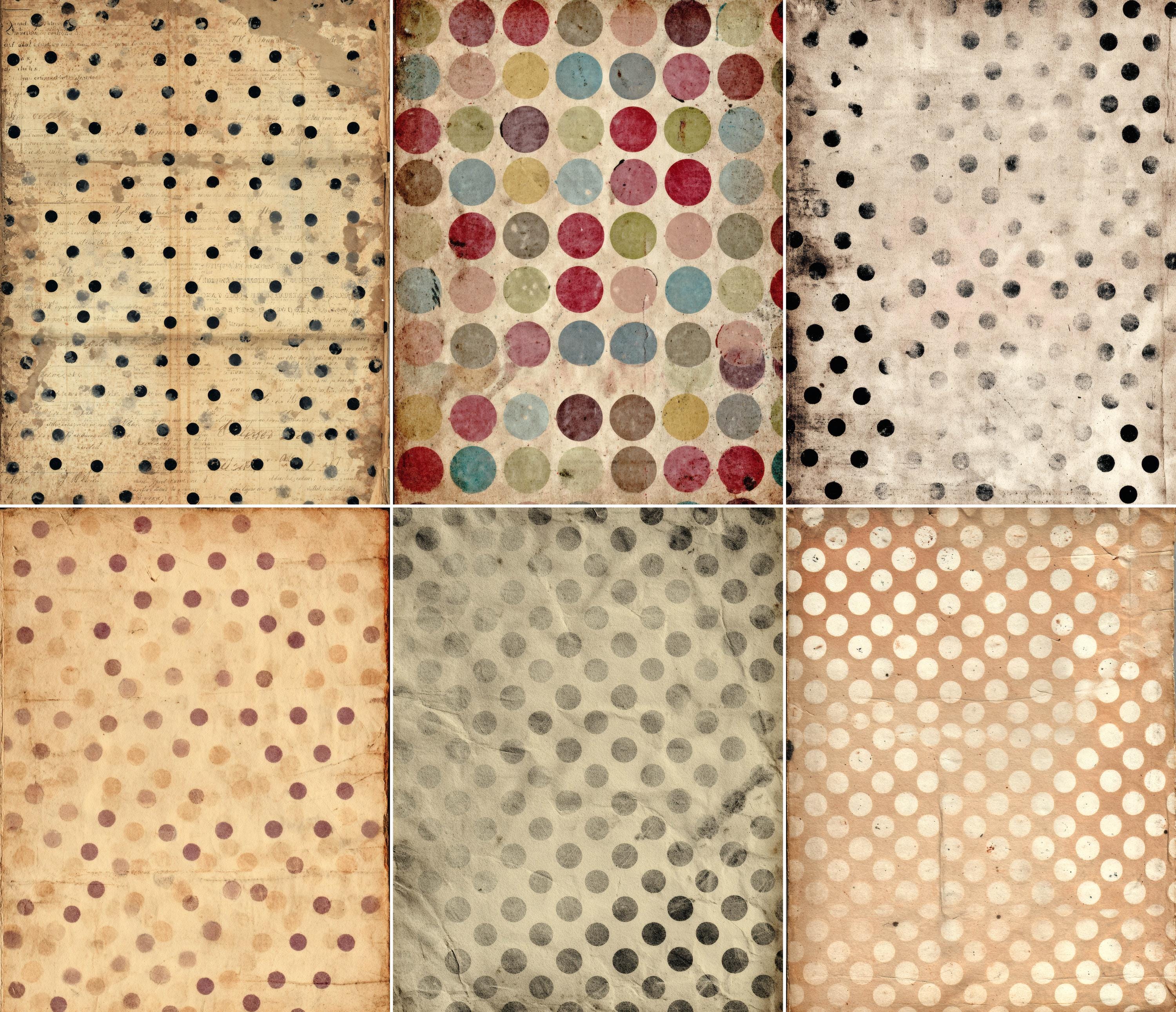 60 Pages Vintage Polka Dot Paper Pack, Junk Journal Kit Printable ...