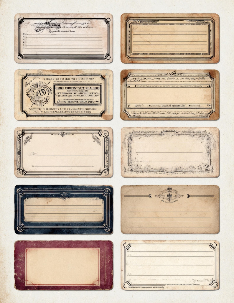 Printable Vintage Number Labels Ephemera, Junk Journal Tags and ...