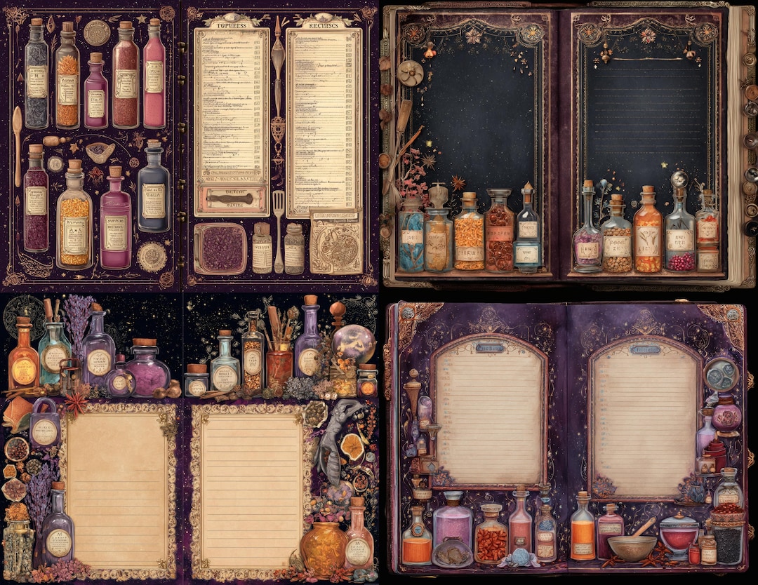 Magical Apothecary Junk Journal Kit, 36 Printable Recipe Pages, Vintage ...