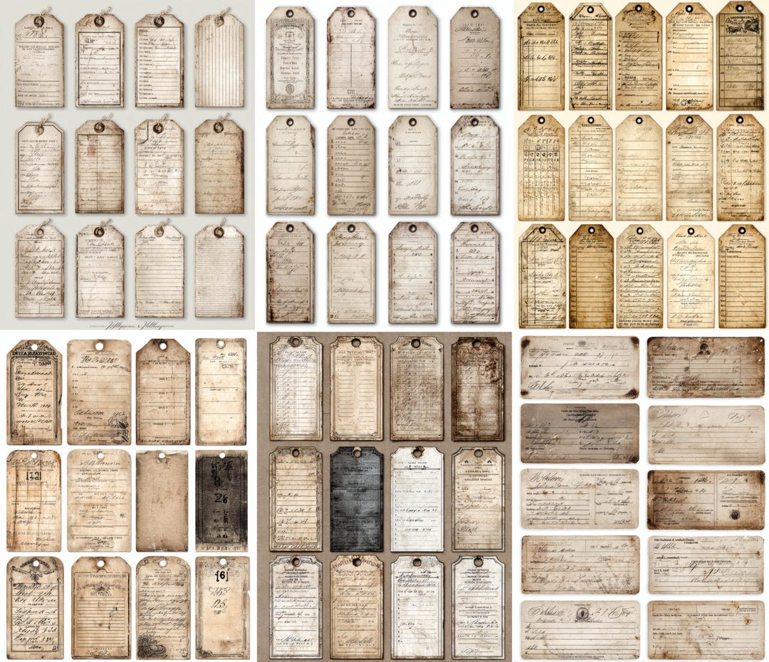 200+ Ledger Receipt Tags Printable, Vintage Invoice Ephemera, Junk ...