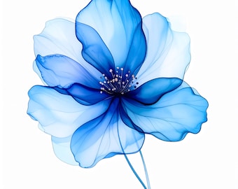 Sky blue floral wall art printable watercolor flower artwork light blue abstract flower prints for home decor office nursery gallery bedroom