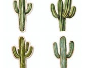 24 Vintage Cactus Die Cuts, Desert Botanical Ephemera, Southwest Collage Elements, Scrapbook Craft Supplies Digital Download