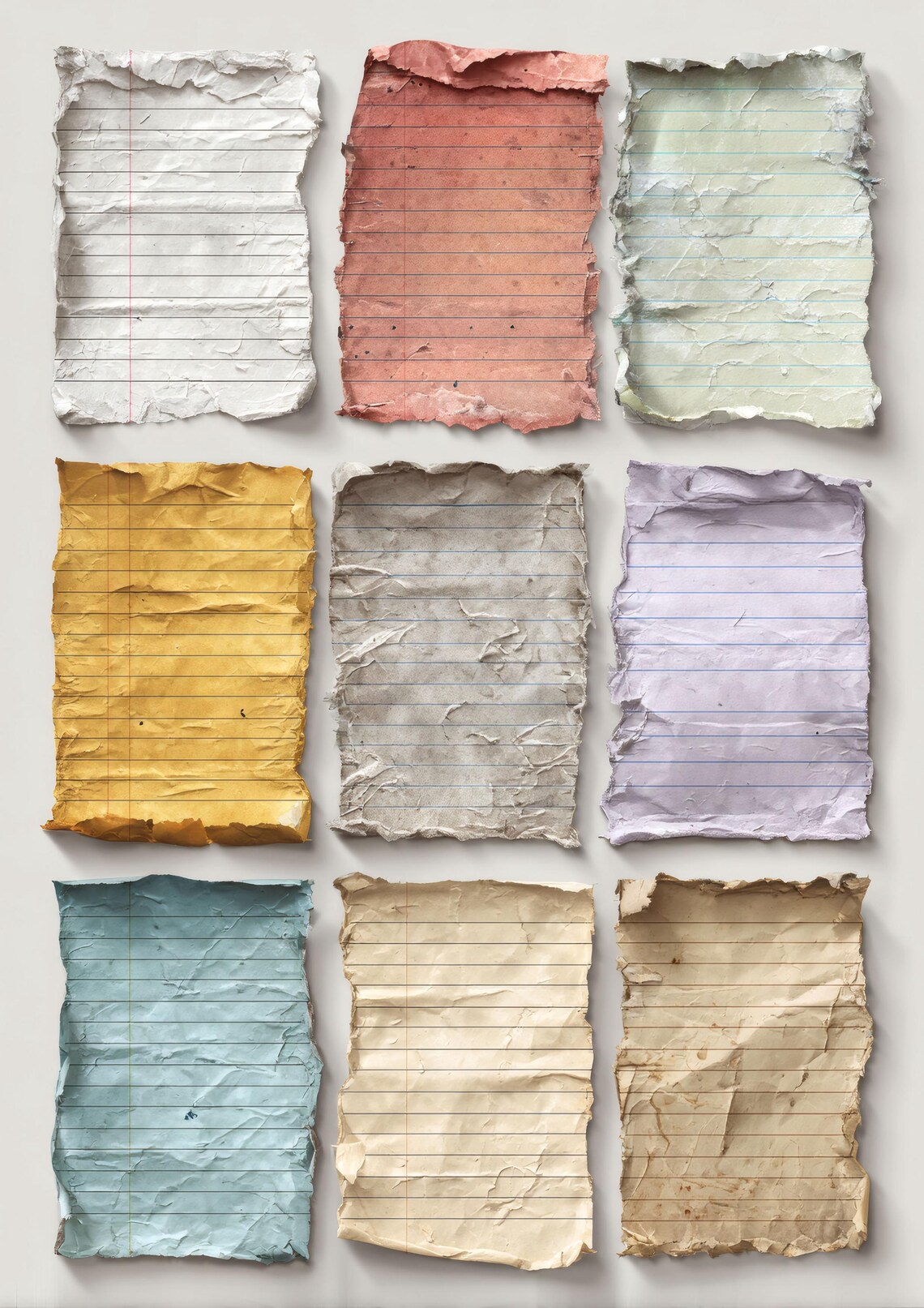 The Labels Are Ripped Torn Notebook Paper Labels, Ripped Journal Paper Set, Vintage Junk ...