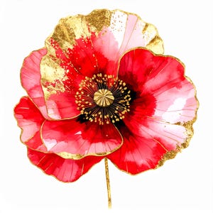 12 Clipart bundle of poppy flower gold foil art for scrapbooking card making wedding invitations floral crafts printable art & paper crafts