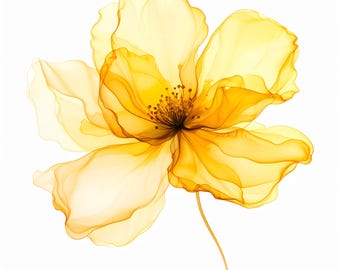 Yellow flower wall art watercolor floral print set abstract flower decor printable flower wall art for bedroom kitchen nursery gallery wall