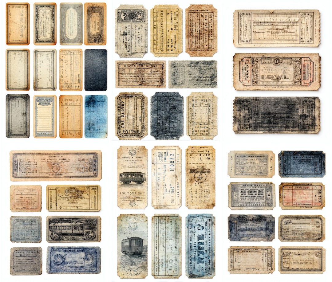 Railway and Tram Tickets Ephemera, Junk Journal Supplies, Old Travel ...