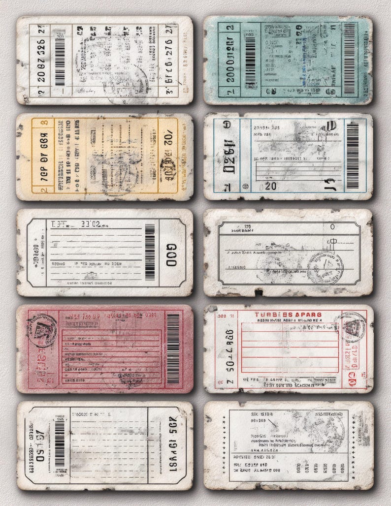 Vintage Train Ticket Ephemera Printable, Retro Travel Pass Collage ...