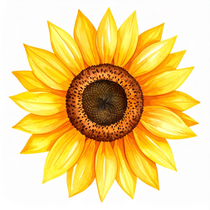 12 Sunflower watercolor clipart yellow floral for wedding invitations farmhouse wall art printable botanical decor craft projects image 1