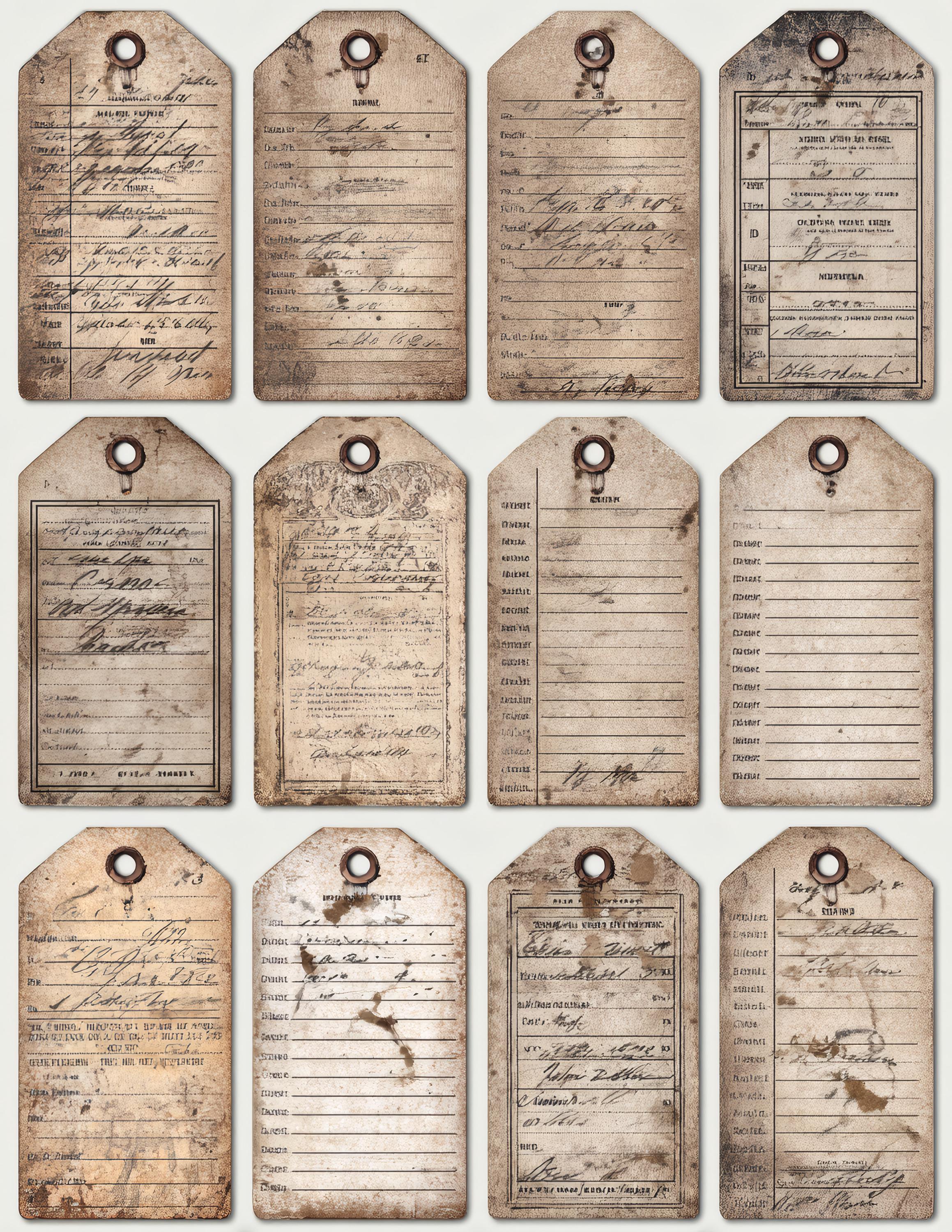 200+ Ledger Receipt Tags Printable, Vintage Invoice Ephemera, Junk ...