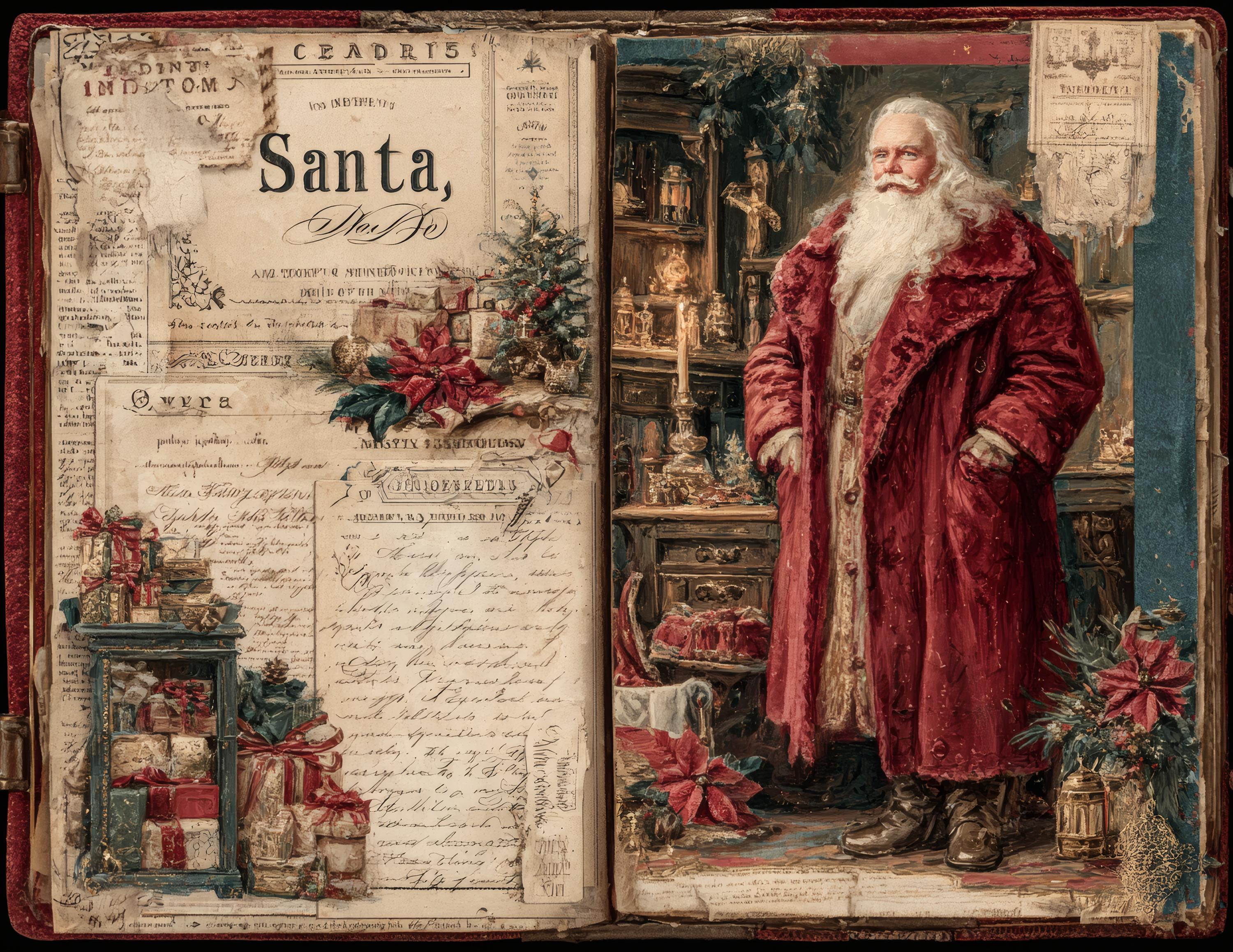 Vintage Christmas Junk Journal Kit, 32 Santa Claus Ephemera Pages ...