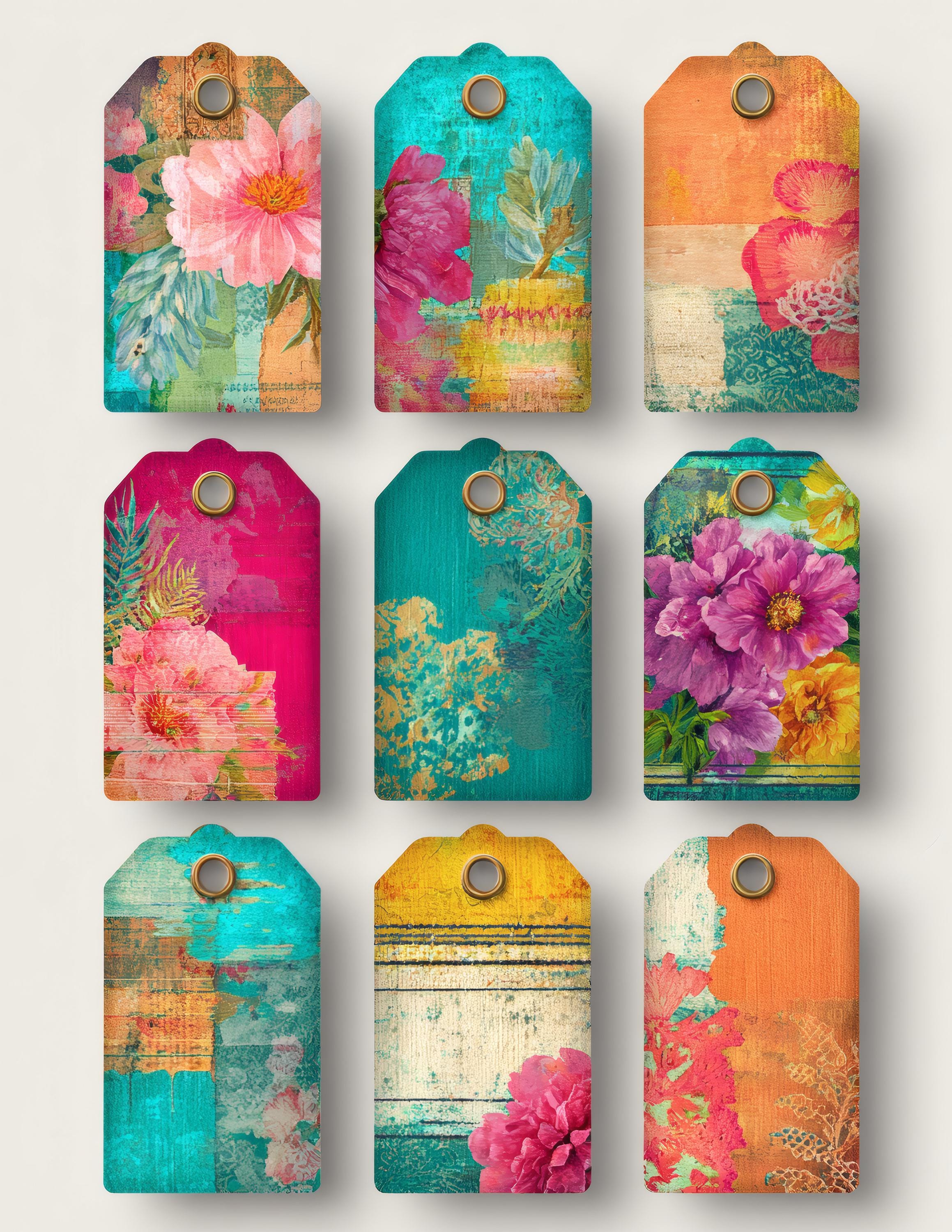 200+ Mixed Media Tags & Labels Printable, Boho Junk Journal Supplies ...