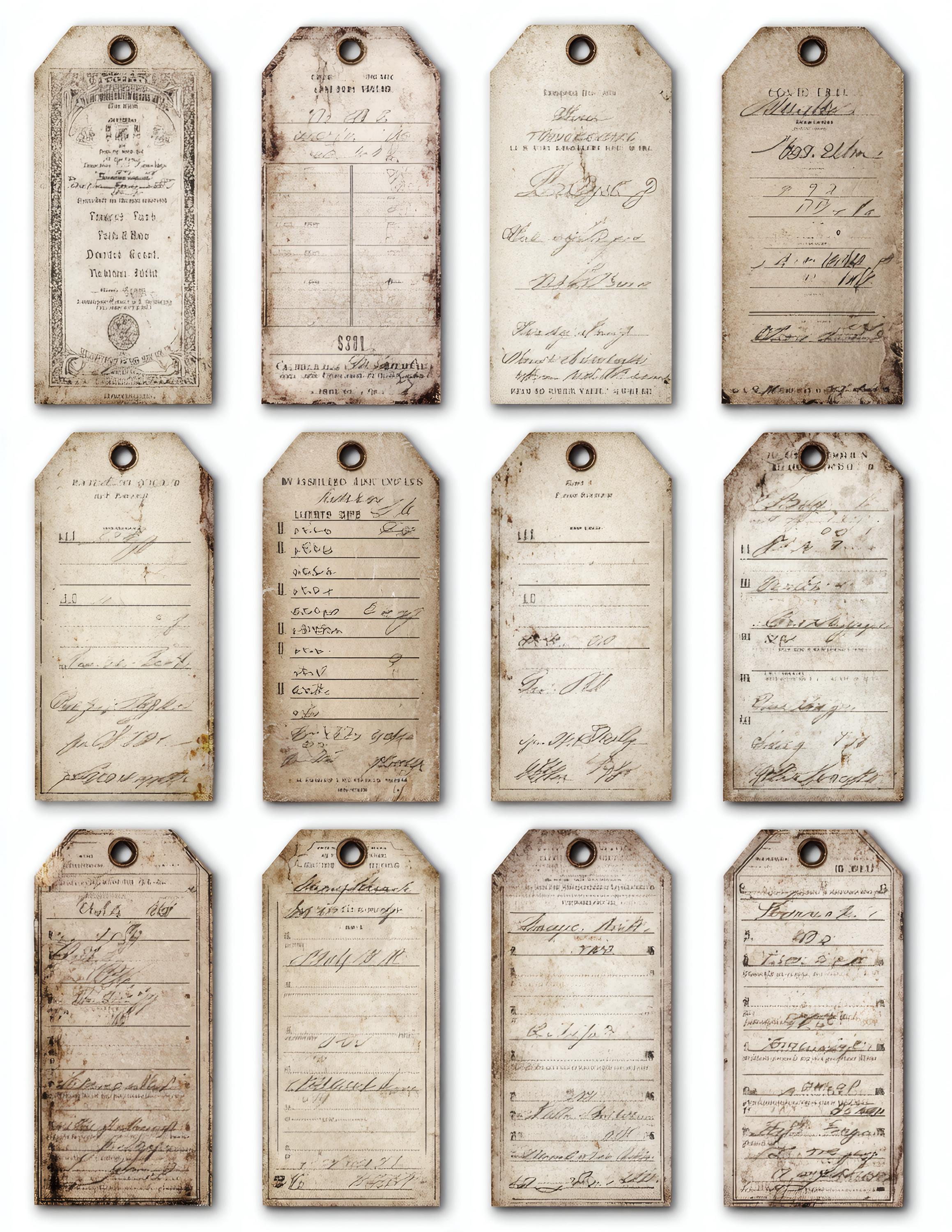 200+ Ledger Receipt Tags Printable, Vintage Invoice Ephemera, Junk ...