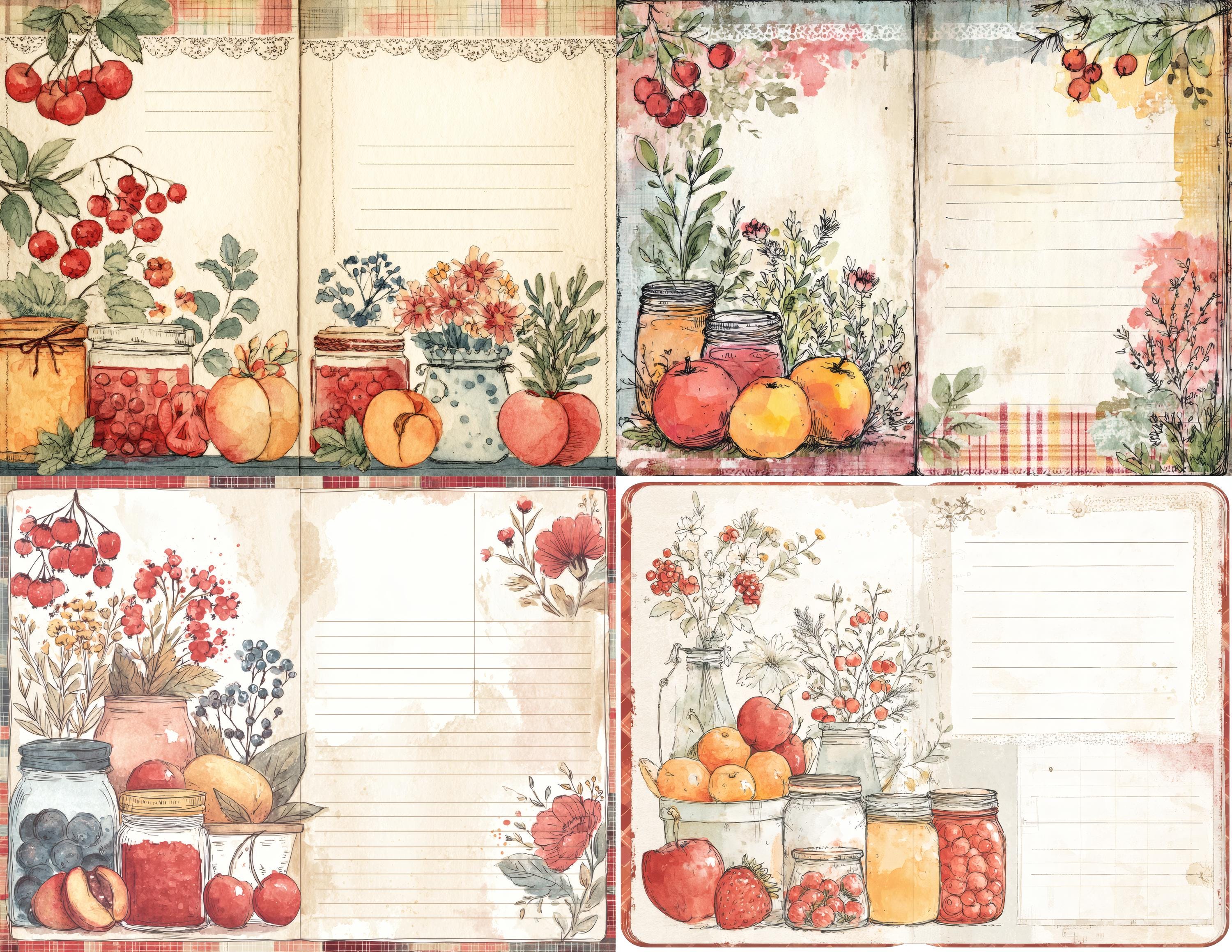 Recipe Junk Journal Kit, 40 Printable Page, Vintage Farm Kitchen ...