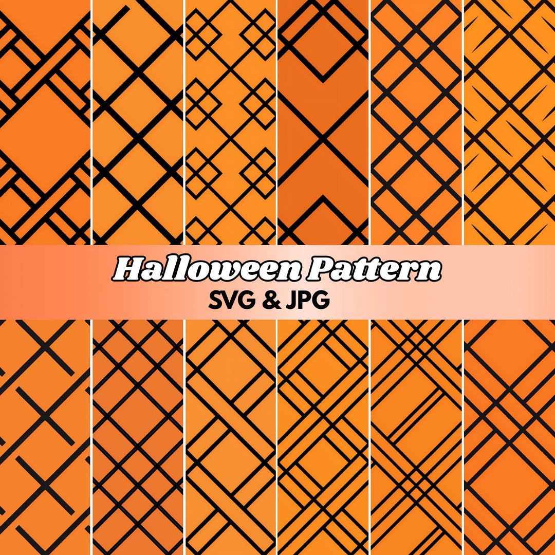 12 Halloween Plaid Digital Paper Pack Orange Black Lattice Pattern ...