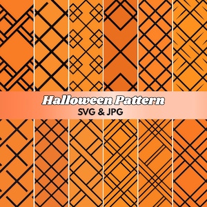 12 Halloween plaid digital paper pack orange black lattice pattern spooky scrapbook background fall party decor printable craft design