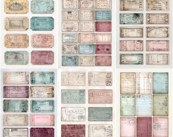 Vintage Carnival and Admission Tickets, Retro Ephemera Sheet for Junk Journals, Scrapbook Craft Labels, Antique Paper Ephemera