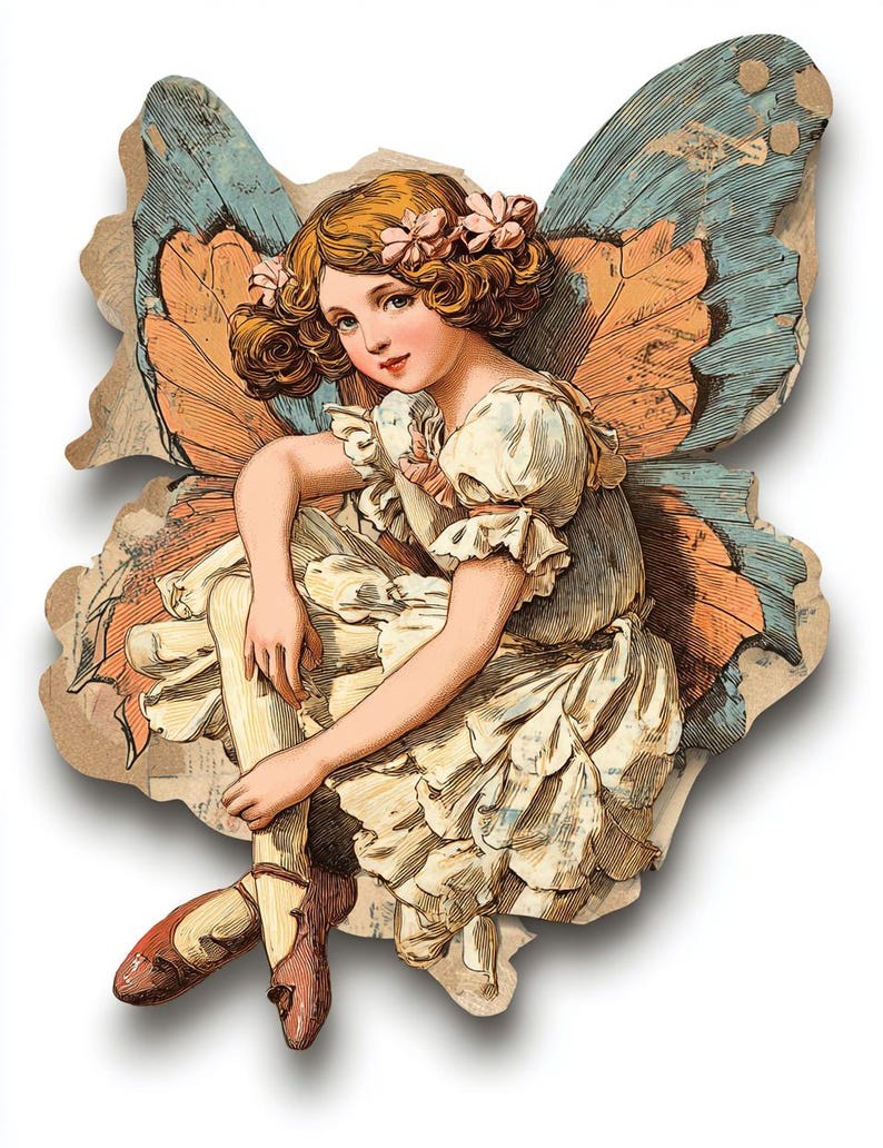 Butterfly Girl Fussy Cuts for Art Journals, Vintage Surreal Ephemera ...