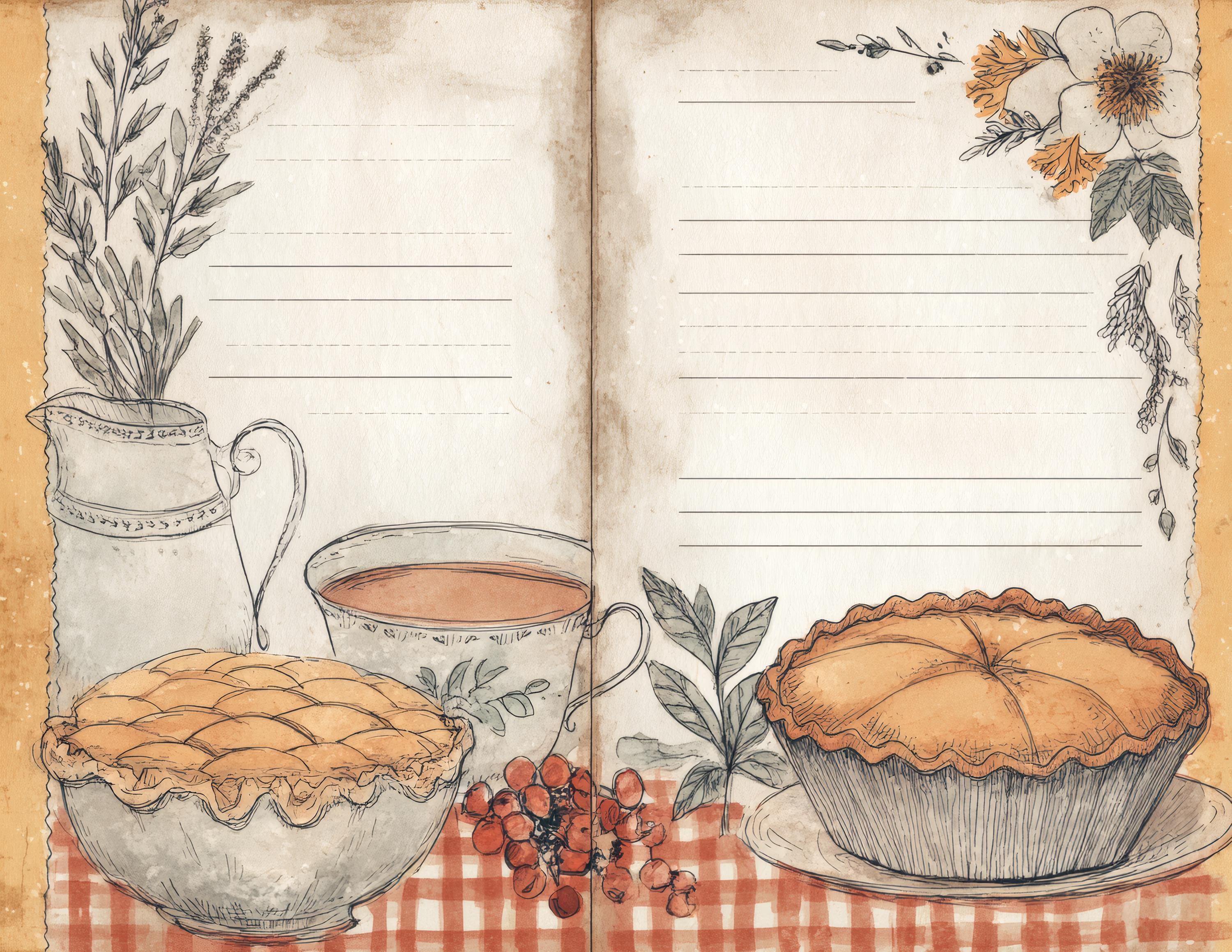Rustic Recipe Pages Recipe Junk Journal Kit, 40 Rustic Farmhouse Kitchen Pages, Vintage ...