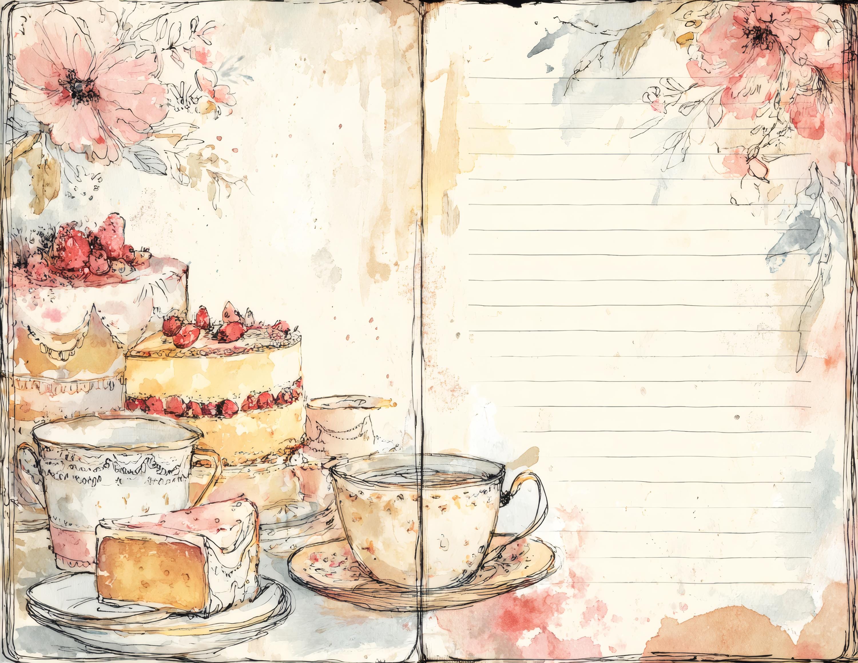 Rustic Recipe Pages Rustic Recipe Junk Journal Kit, 40 Printable Pages, Country Kitchen ...