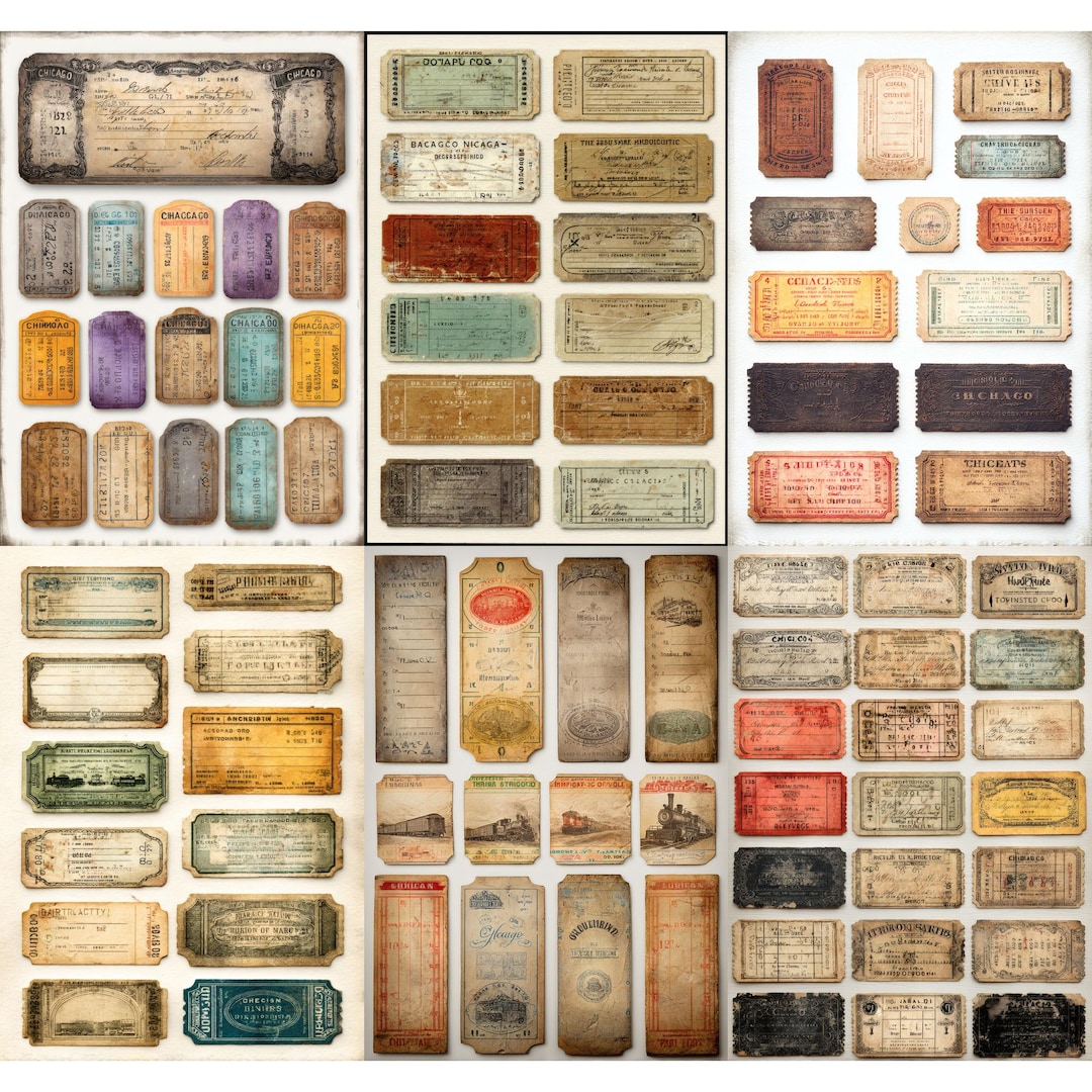 Vintage Train Tickets Ephemera, Old Railway Ticket Pack, Junk Journal ...