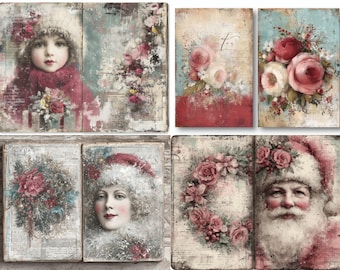 Nordic Christmas Junk Journal Kit, natuurlijke winterpagina's tags en labels, dennenappel vakantie-ephemera, bosfeestelijk papier, scandi digitale set