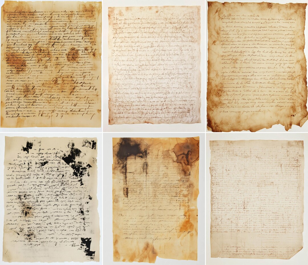 52 Asemic Script Pages, Vintage Letter Junk Journal Pages, off White ...
