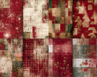 Christmas Junk Journal Pages, Printable Holiday Pattern Set, 48 Winter Paper Sheets, Festive Seasonal Designs for Cozy Journal Art