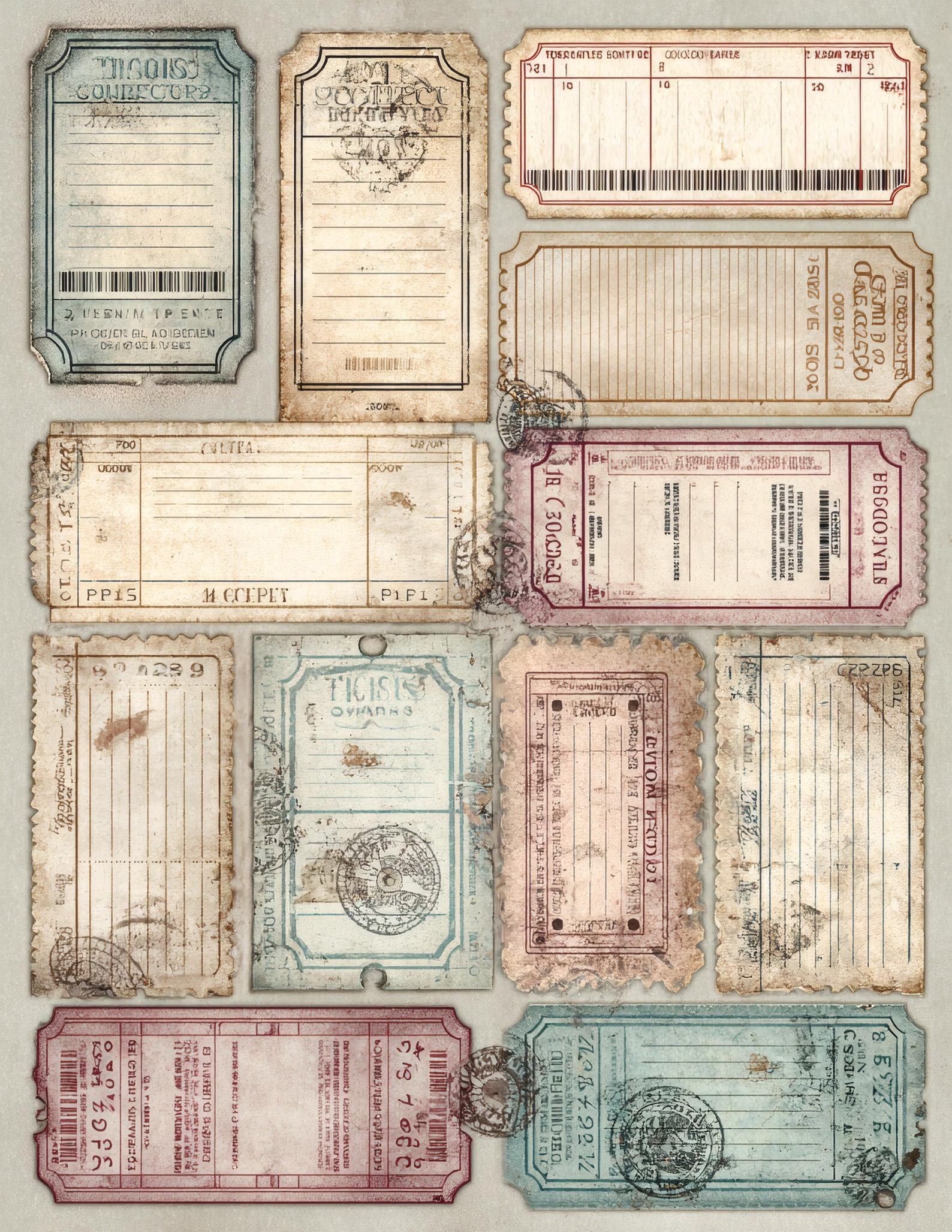 Vintage Library & Catalog Card Ephemera Printable, Aged Paper Collage ...