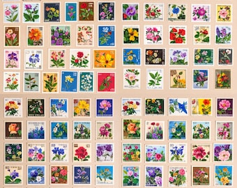 Vintage Floral Stamps – Wildflowers Ephemera Sheets for Junk Journals, Botanical Collage Paper, Scrapbooking, Printable Craft (14-Images)