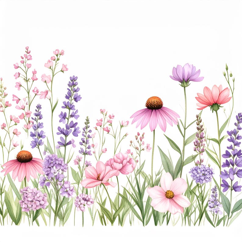 12 Boho Wildflower Watercolor Print Set Soft Meadow Floral Art for ...