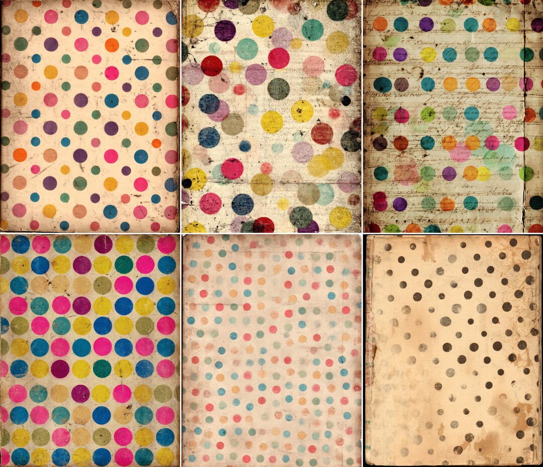 60 Pages Vintage Polka Dot Paper Pack, Junk Journal Kit Printable ...
