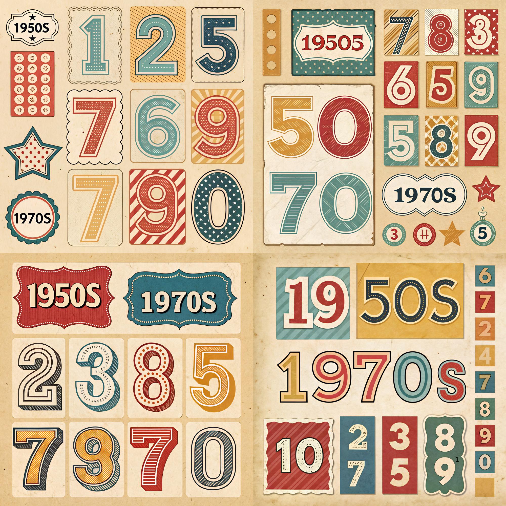 Retro Number Ephemera Printable | Vintage Bold Numbers Collage Sheets ...