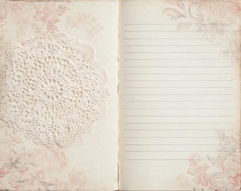 Shabby Chic Junk Journal Pages: Vintage Doilies & Wallpaper (Digital Download)