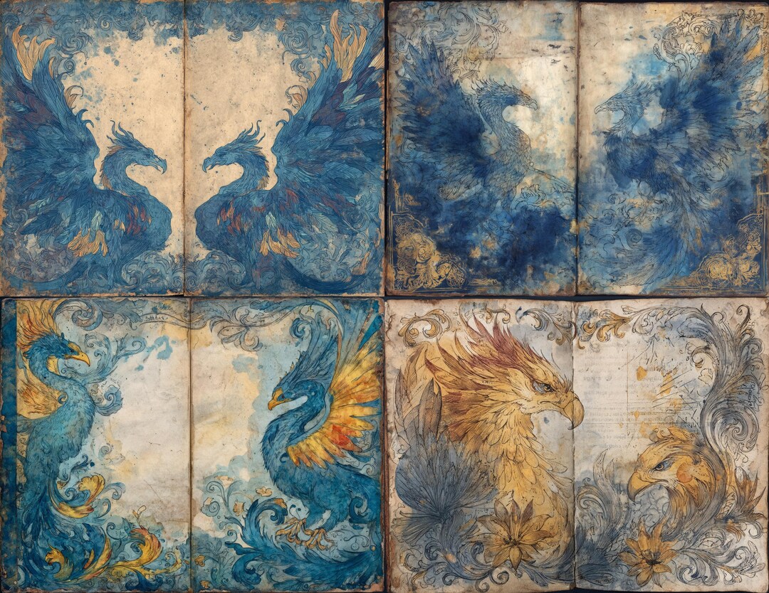 Junk Journal Kit, 40 Mythical Creatures Pages, Fantasy Illustration ...
