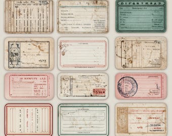Vintage Railway Passes Ephemera Set, 12 Pages of Retro Train Tickets & Labels for Junk Journals, Scrapbooks, Antique Paper Crafts