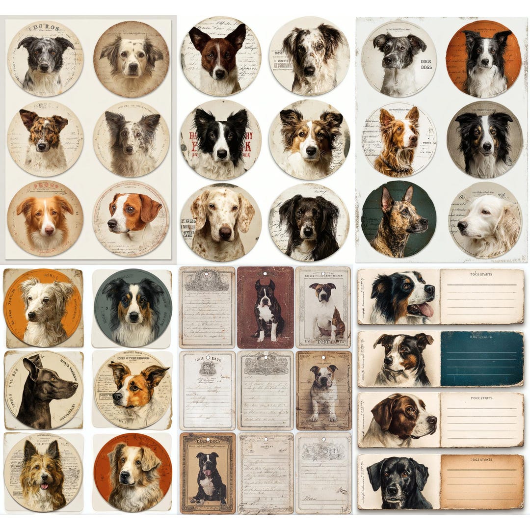 Dog Pocket Labels Printable, Dog Journal Ephemera, Pet Junk Journal ...