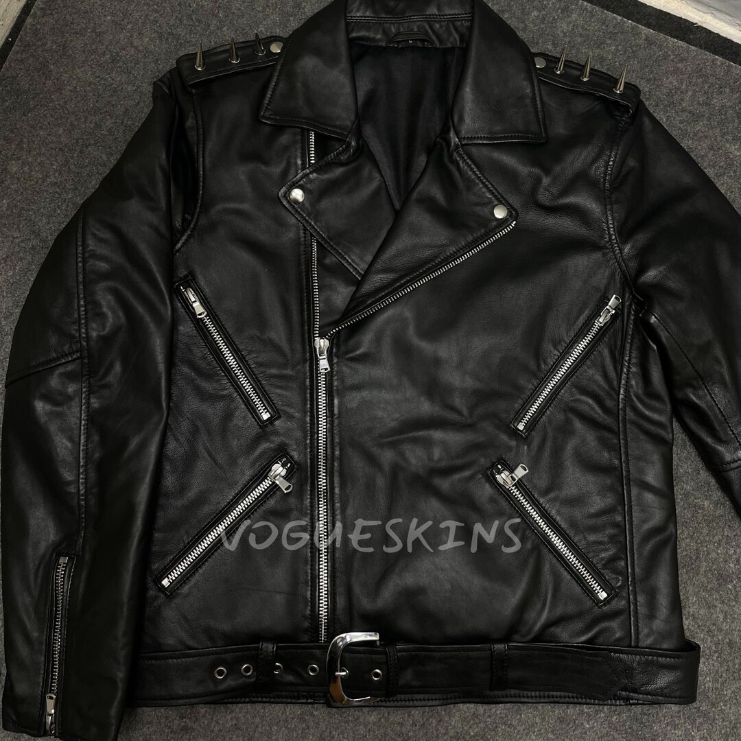 Mens Ghost Rider Leather Jacket Nicolas Cage Cosplay Biker Jacket ...