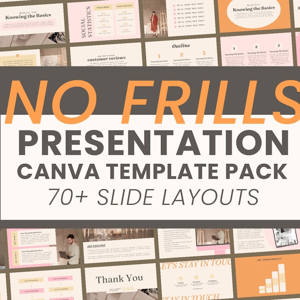 No Frills Canva Templates in Neutral Pink Peach: Webinar, Course Creator Brand Kit