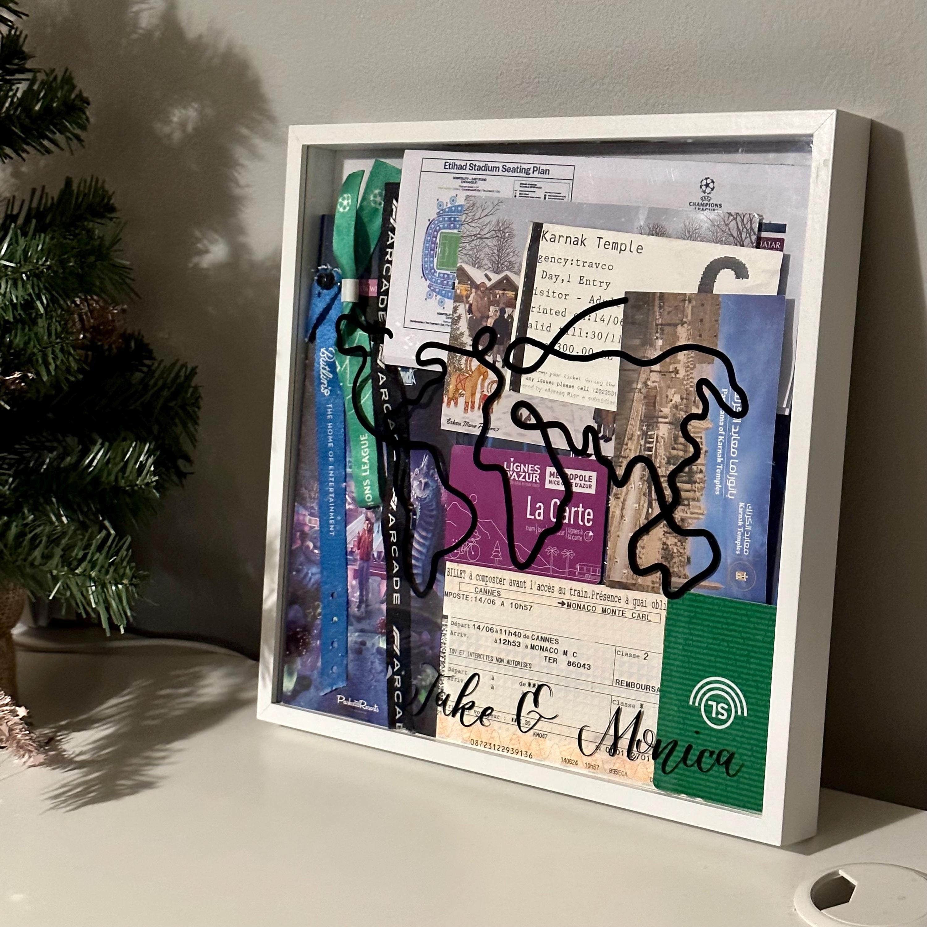 Personalized Travel Keepsake Box Frame: World Map Memory Collection ...