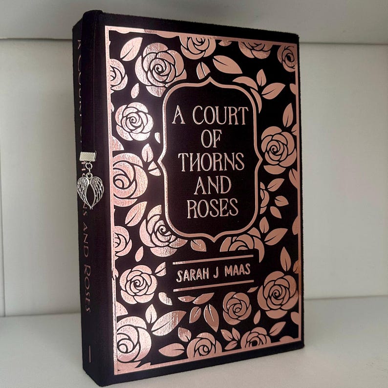 Custom ACOTAR Rebound Books – Silver Sprayed Edges, Black Velvet Cover, Sarah J Maas Clothbound image 9