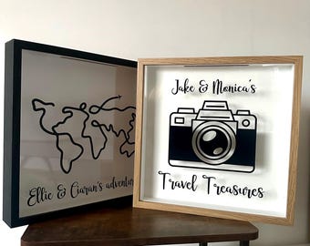 Personalised Travel Box Frame Memories Adventure Souvenir Keepsake Picture Collection Box Couple Travel Solo Travel Valentines Wedding Gift