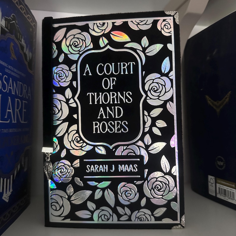 Custom ACOTAR Rebound Books – Silver Sprayed Edges, Black Velvet Cover, Sarah J Maas Clothbound Book 1-Ready to Ship