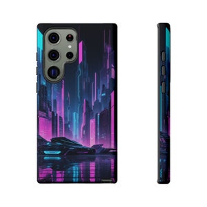 Cyberpunk Stadtbild Stadtbild Robuster Dual-Layer Schutz für iPhone, Samsung, Mattes Finish, S24 ultra case, Tough Cases, futuristisch