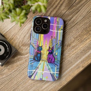 Cyberpunk Katzen Robuste Hülle, futuristisches Neon Design für einzigartigen Stil, Geschenk für Katzenliebhaber, Cooles Tech Accessoire, Geschenk für Ihn, S24 ultra Handyhülle