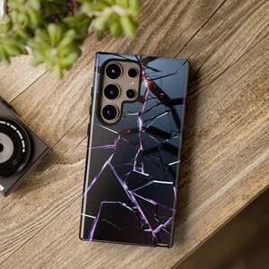 Estetiskt 3D-designat telefonskal med krossat glas, futuristiskt, högteknologiskt texturerat skal för Galaxy S24 Ultra, s24 ultra telefonskal