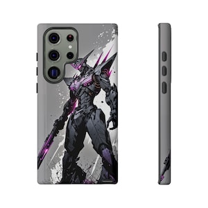 Cyberpunk Roboter Krieger Handyhülle, S24 ultra Handyhülle, Galaxy S24 plus Fall, iPhone, Samsung, Matte Finish, Cyborg Tough Cases, futuristisch