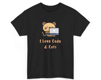 I Love Code and Cats, computer geek gifts, nerdy shirts, coding shirt, engineer gifts, software engineer, hacker shirt, programmer gift
