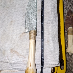 clear glass knife/dagger hand made with deer leg bone handle